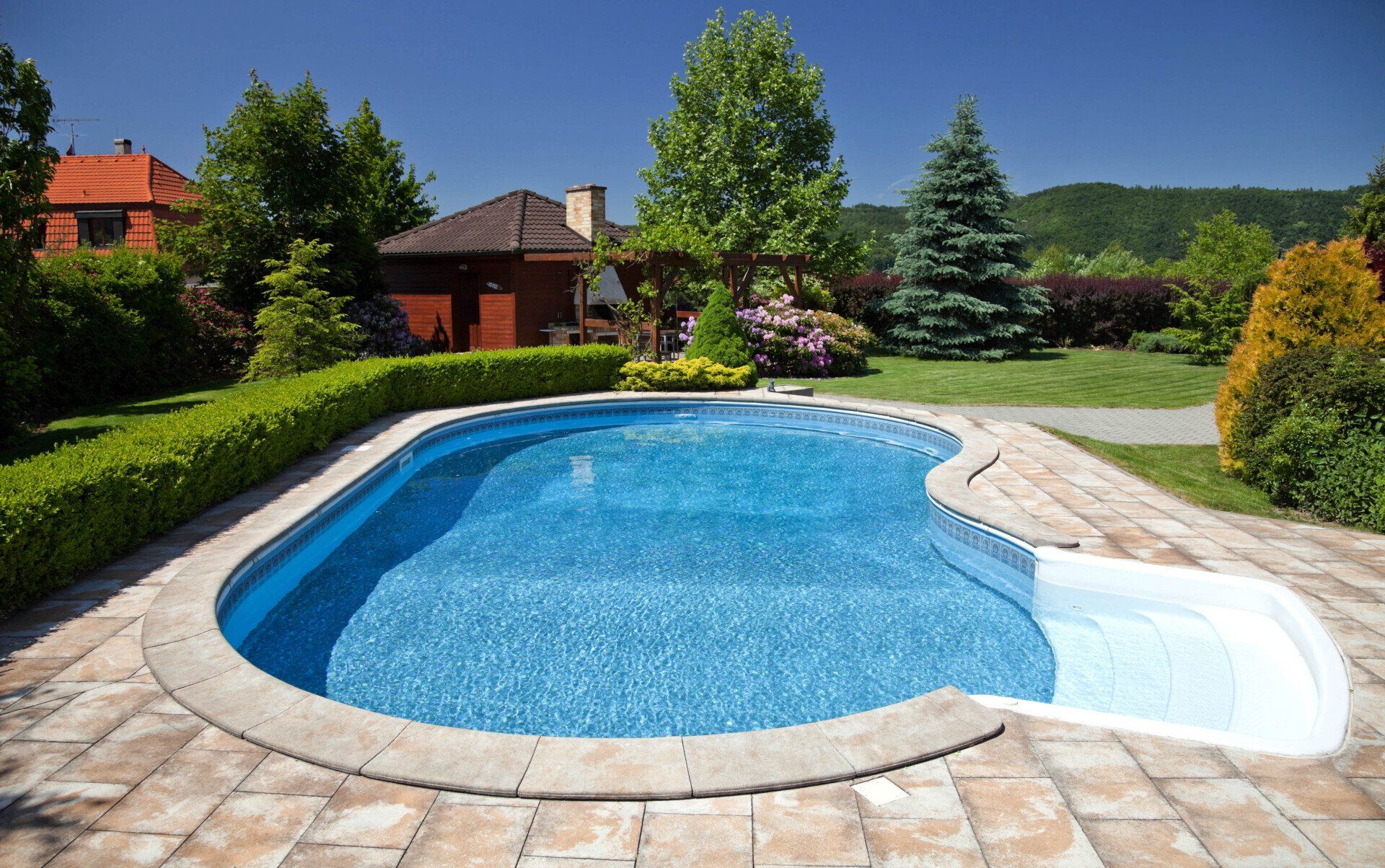 Paved swimming pool
