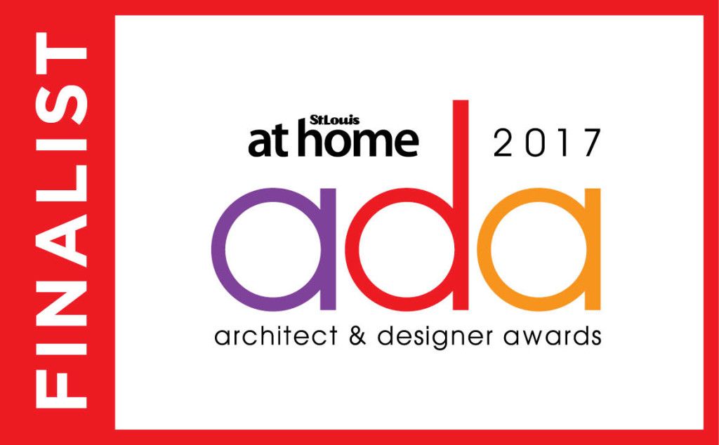A red-bordered FINALIST badge for the 2017 at home Architect & Designer Awards (ada).