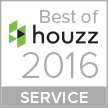 A Best of Houzz 2016 Service badge featuring a green geometric logo, black text, and a gray footer.