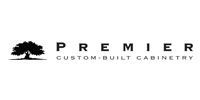 Logo for Premier Custom-Built Cabinetry featuring a black silhouette of a tree next to the company name.
