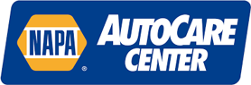 NAPA AutoCare Center logo: blue banner with