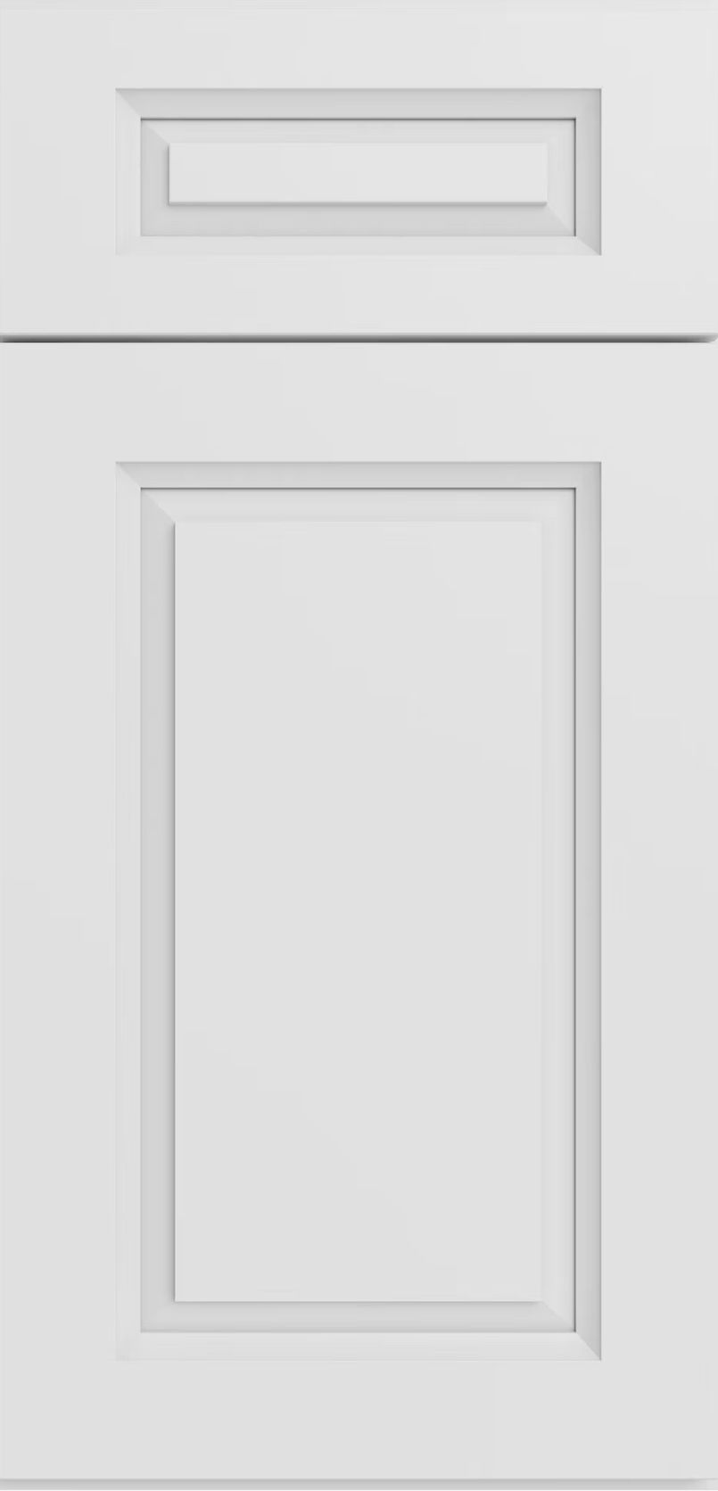 White paneled door with a small rectangular top panel and a larger lower panel