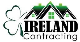 The logo for Ireland contracting has a clover and houses on it.