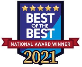 A logo for the best of the best national award winner in 2021.