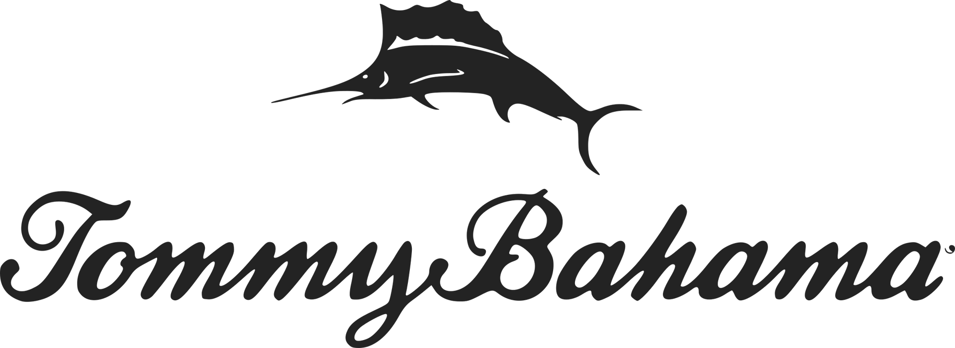 Tommy Bahama logo: a stylized black sailfish above the brand name in elegant script.