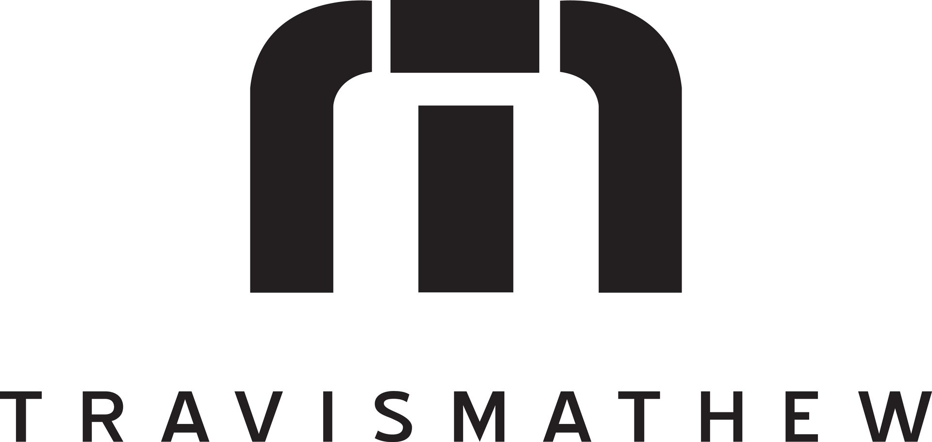 TravisMathew logo: black abstract design with the brand name below.