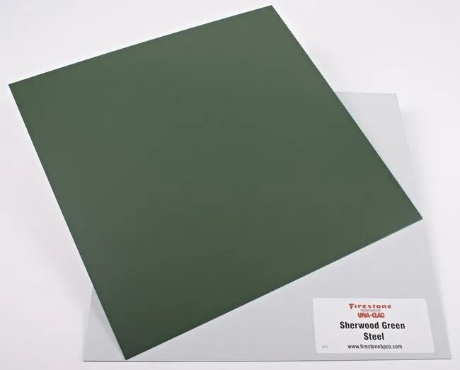 Square dark green sheet on a white background, with a small product label in the corner.