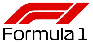 A red and white formula 1 logo on a white background