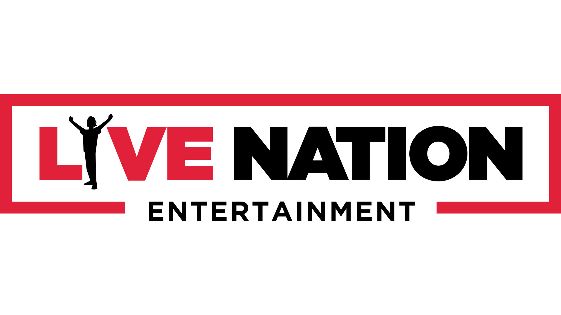 The logo for live nation entertainment is red and black.