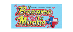 A sign that says besame mucho with a texas flag on it