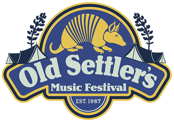 A logo for old settler 's music festival with an armadillo on it