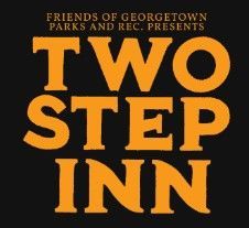 The logo for the two step inn is orange on a black background.