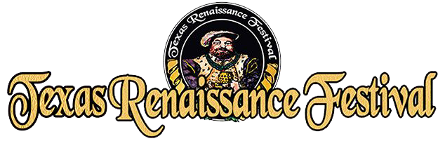 A logo for the texas renaissance festival with a picture of a man in a circle.