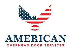 American Overhead Door Services logo with an American flag eagle and red, white, and blue text