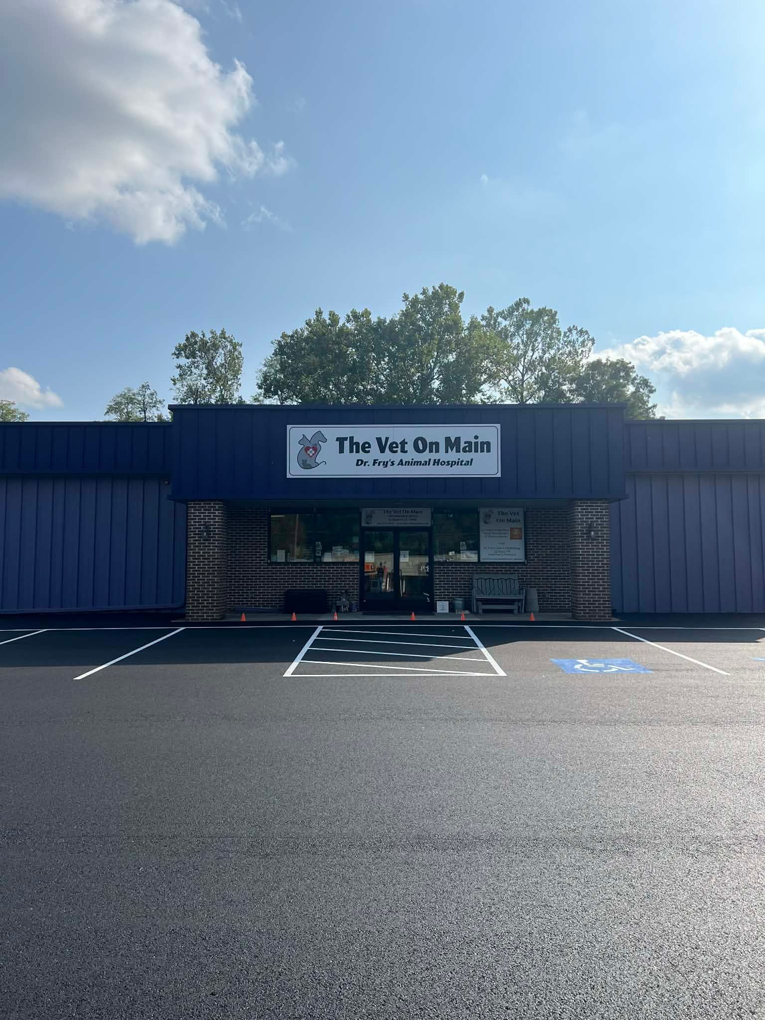 A storefront with a blue facade, 