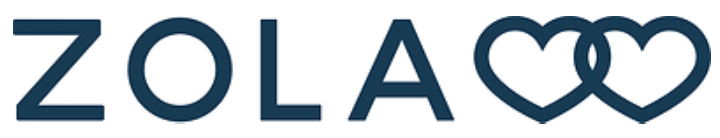 Zola logo in dark blue with interlocking heart shapes on a white background