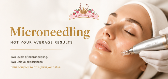 Cosmetic treatment with handheld device on woman’s cheek as she lies with eyes closed