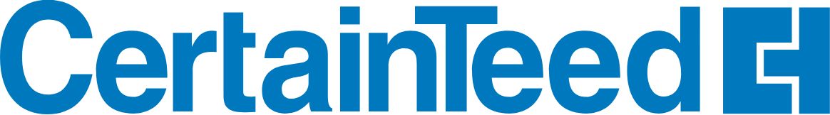 Blue and white Certain Teed Logo