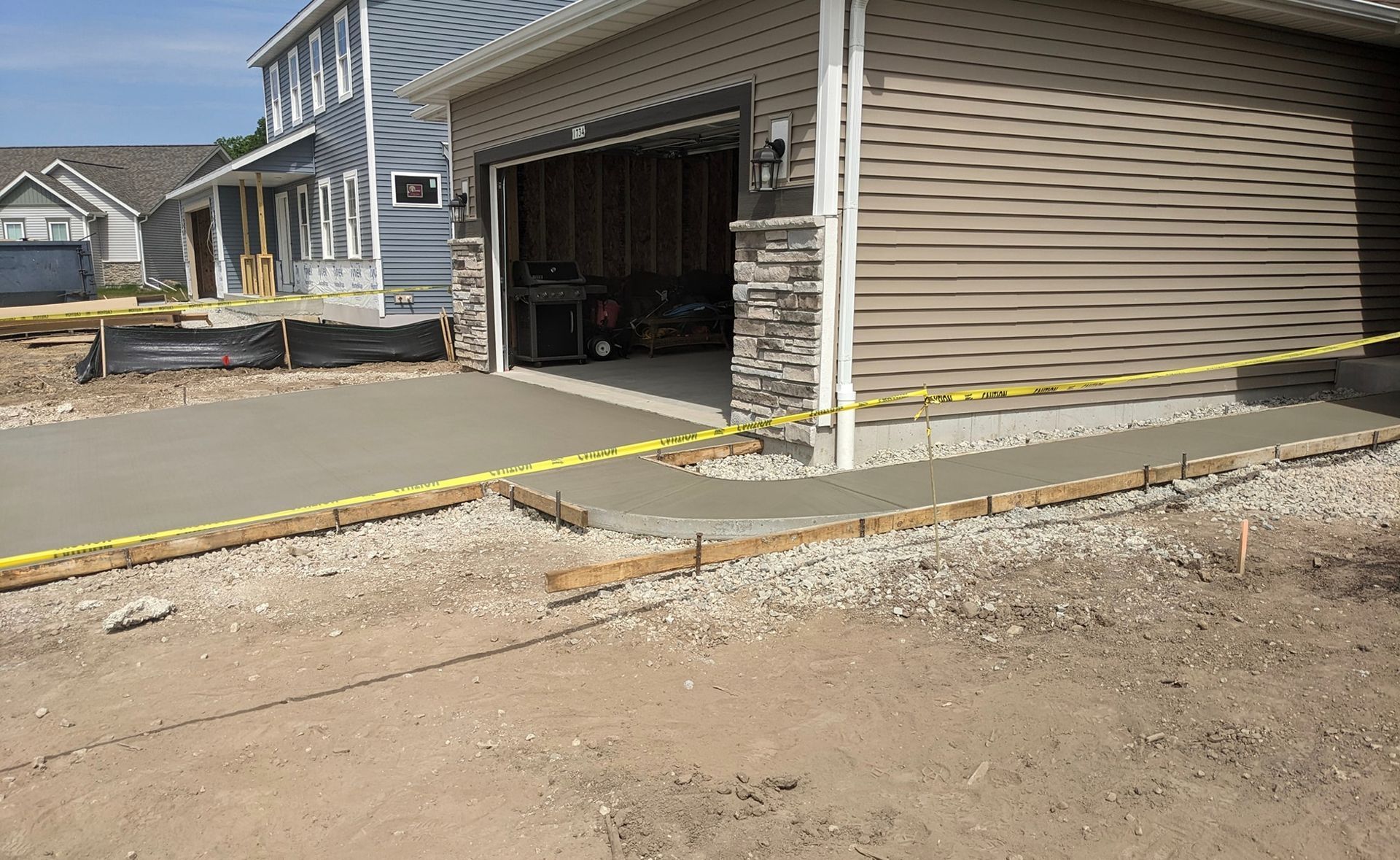 Concrete driveway construction