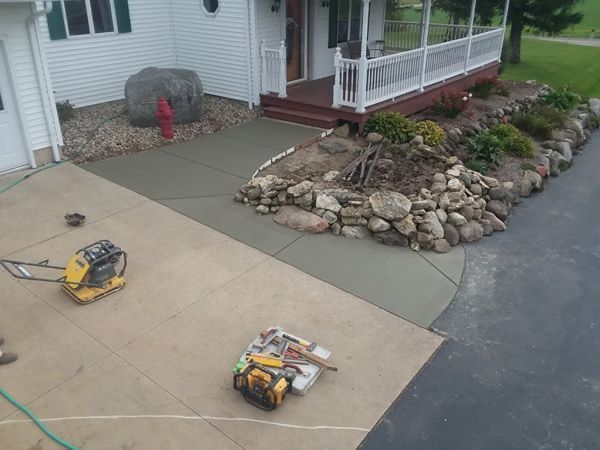 Concrete driveway with equipments