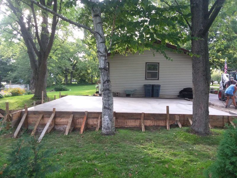 concrete driveway with framing