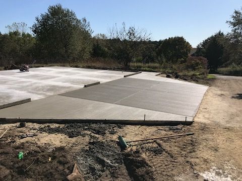 fresh concrete driveway