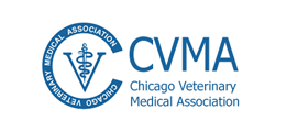 Logo of the Chicago Veterinary Medical Association, a blue emblem with the initials CVMA.