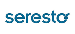 Seresto logo in blue letters.
