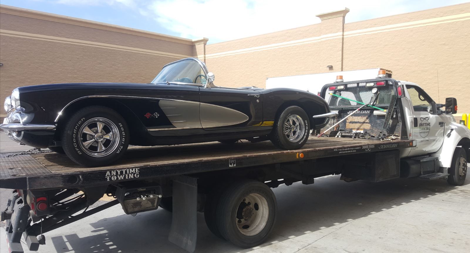 Vintage convertible towing