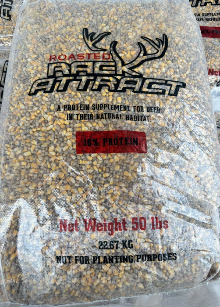 A bag of roasted rack attract is sitting on a table.