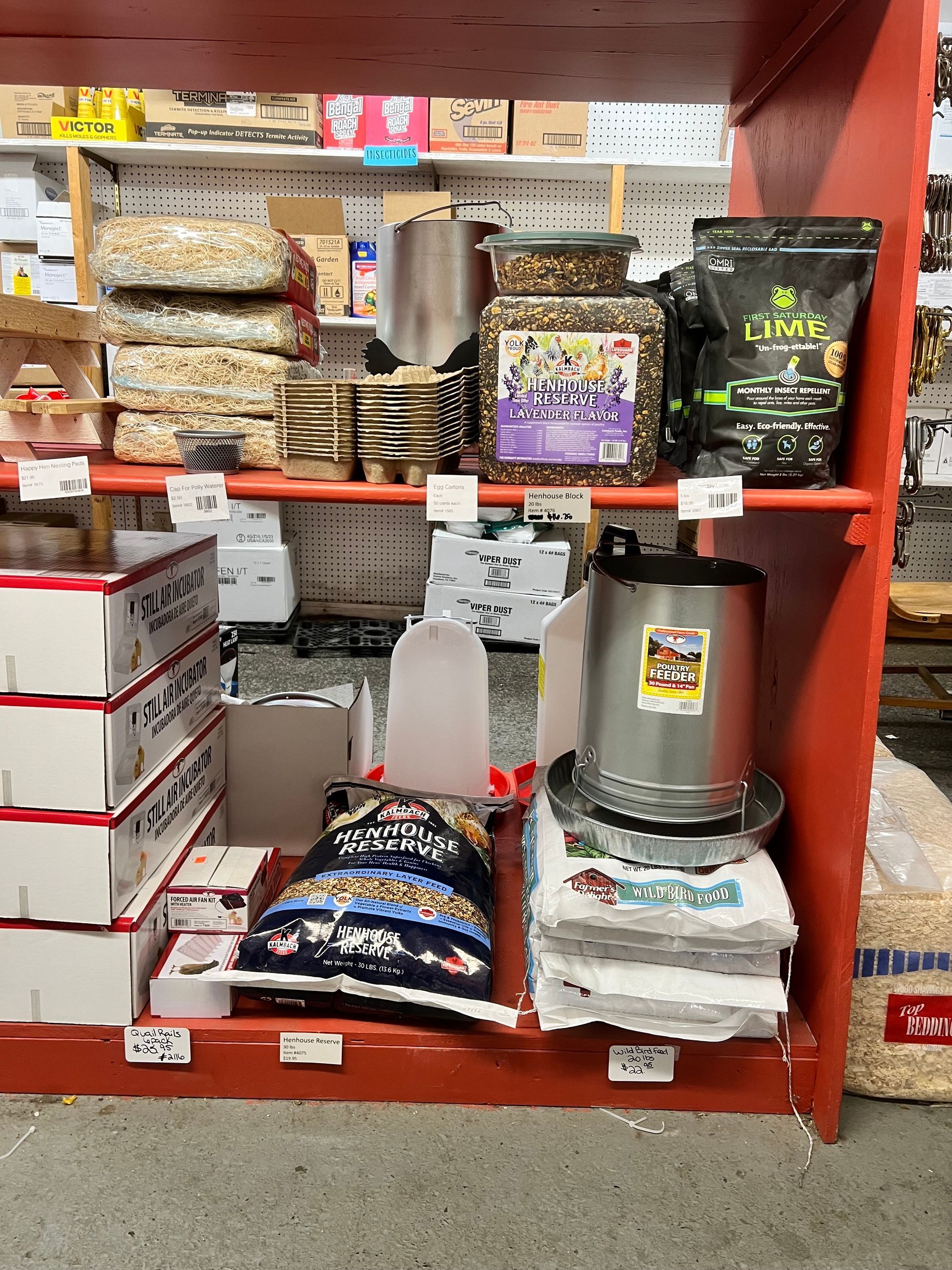 A store shelf with a bag of lime on it