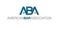 Logo of the American Bar Association (ABA): blue ABA letters with arrows, text 
