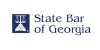 State Bar of Georgia logo: blue square with scales of justice icon, text 