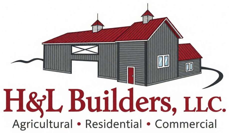 H&L Builders, LLC logo with a red-roofed gray barn and the words Agricultural, Residential, Commercial