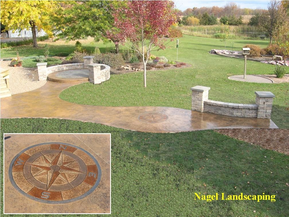 A picture of a landscape with the words nagel landscaping at the bottom