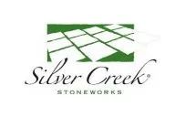 a silver creek stoneworks logo with a green background .