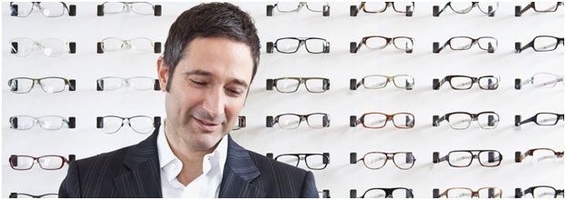 Man with different styles of spectacle eye glasses