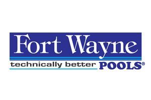Fort Wayne Pools logo: dark blue rectangle with white text 