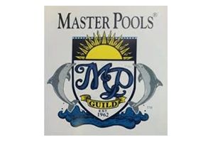 Master Pools Guild logo: shield with sun, dolphins, and 