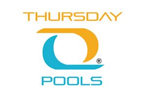 Thursday Pools logo with orange and blue stylized 