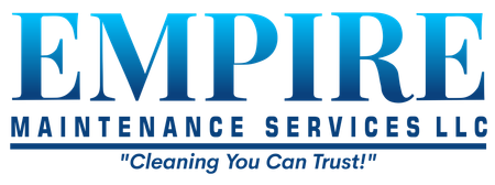 The logo for empire maintenance services llc is blue and white