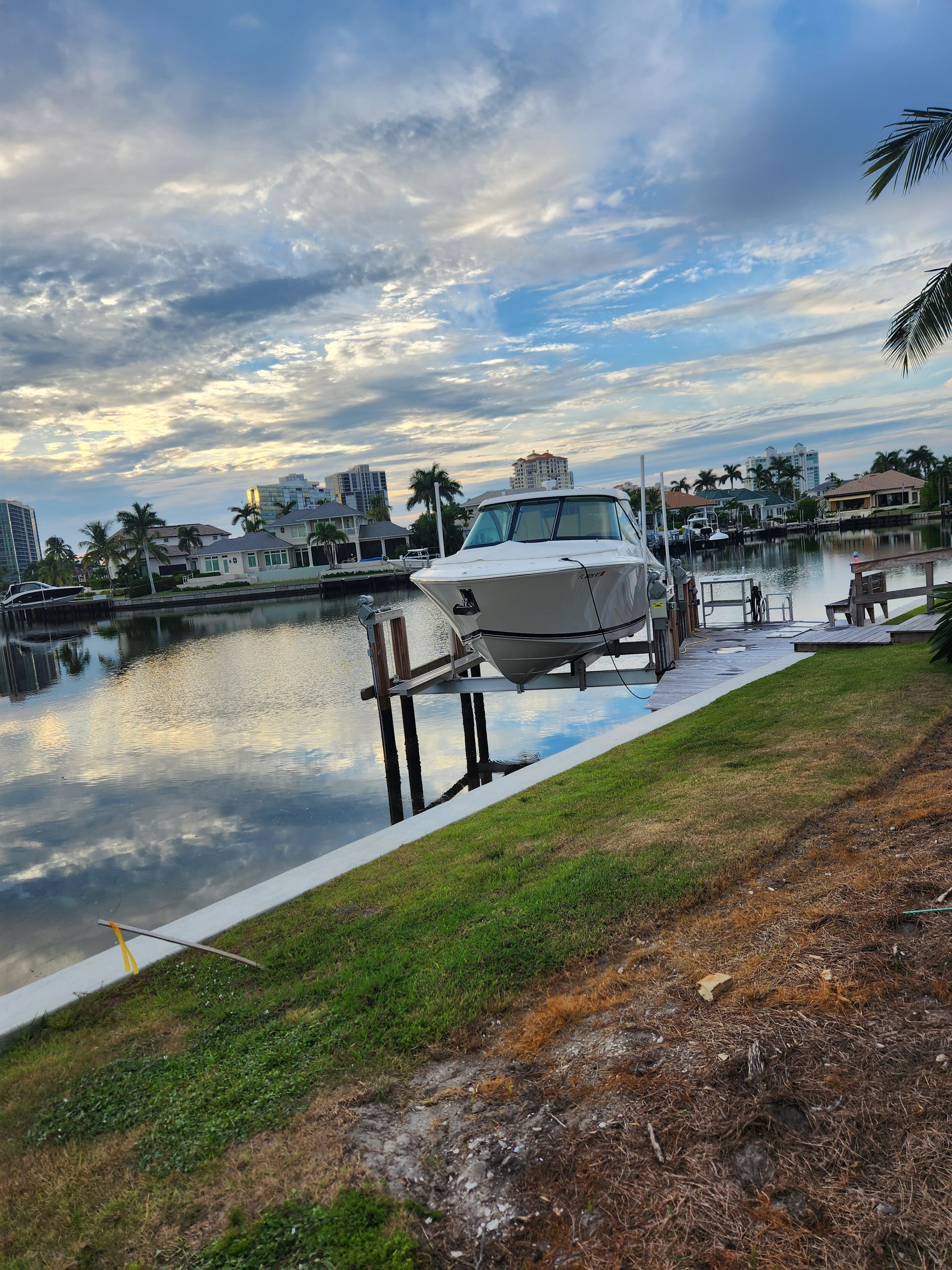 a boat on a boat lift