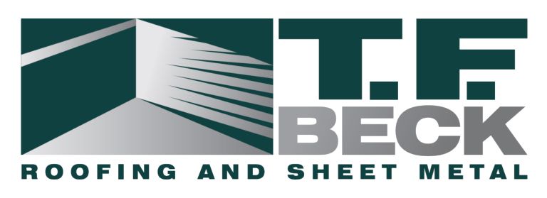 T.F. Beck Roofing and Sheet Metal logo in teal, gray, and black with roof graphic