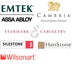 Emtek, Cambria, Starmark Cabinetry, Silestone, HanStone, Wilsonart