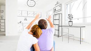 Couple imagining home plan