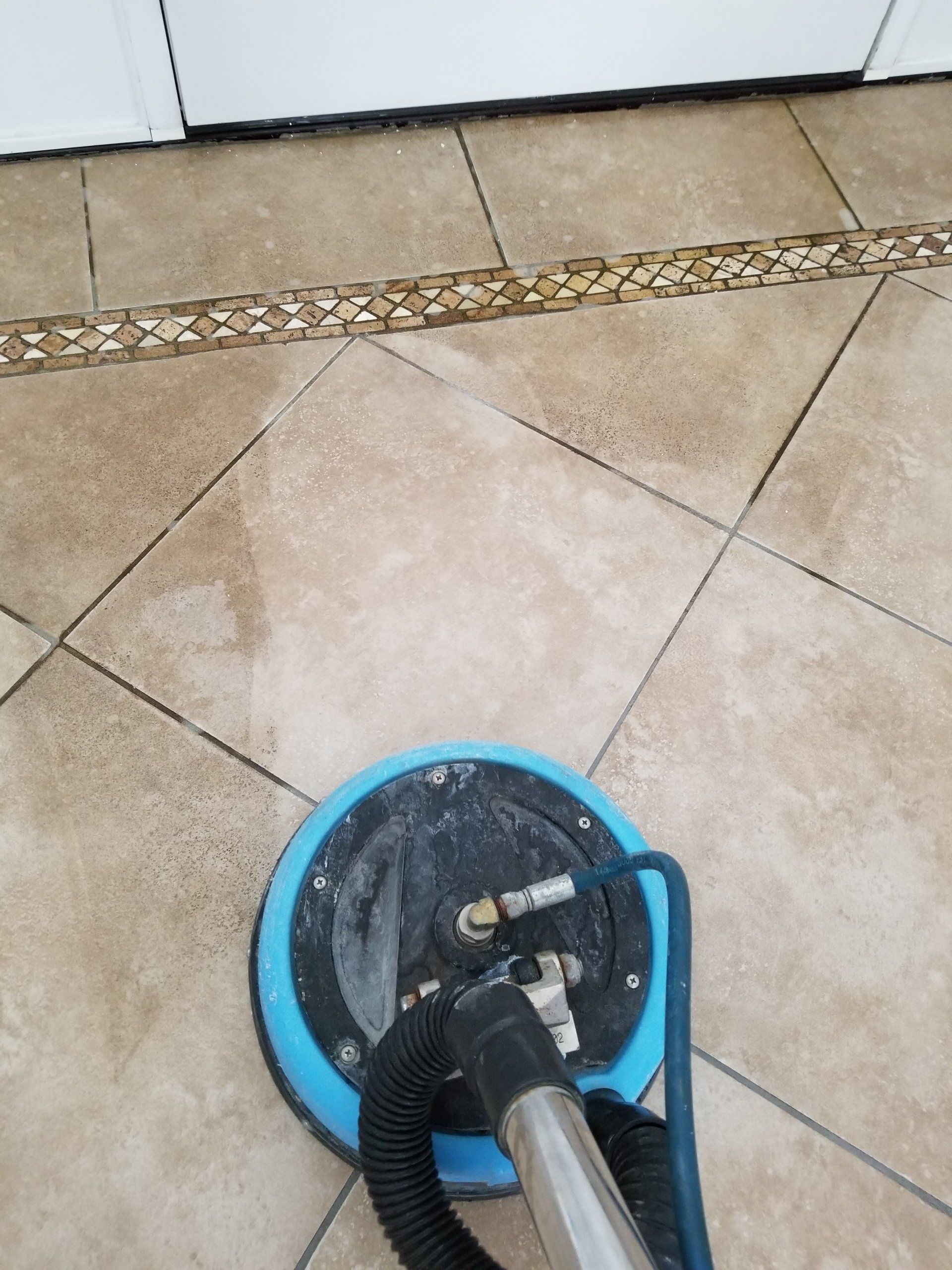 very dirty tile and grout