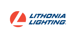 A logo for lithonia lighting is shown on a white background