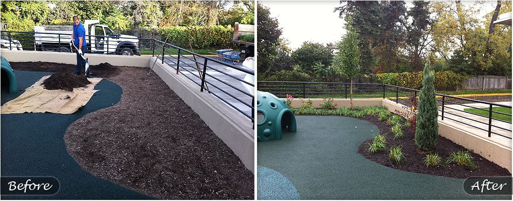 Before and after construction of a mini garden