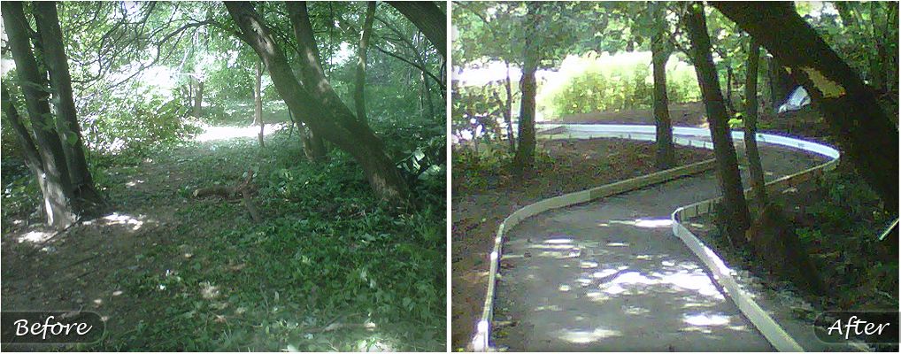 Before and after construction of a pathway