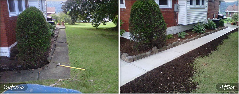Before and after construction of a patio